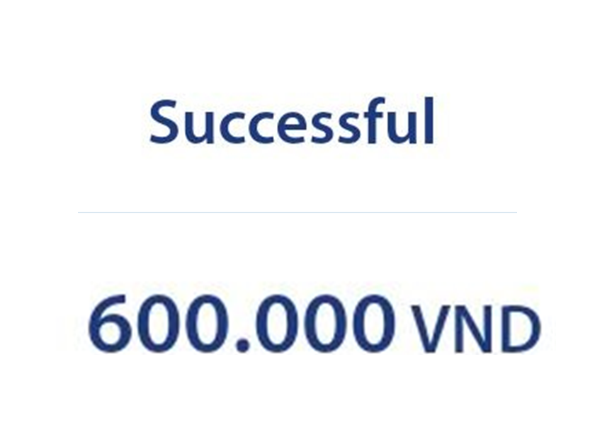 BVBank 页面局部：交易成功，600,000 越南盾