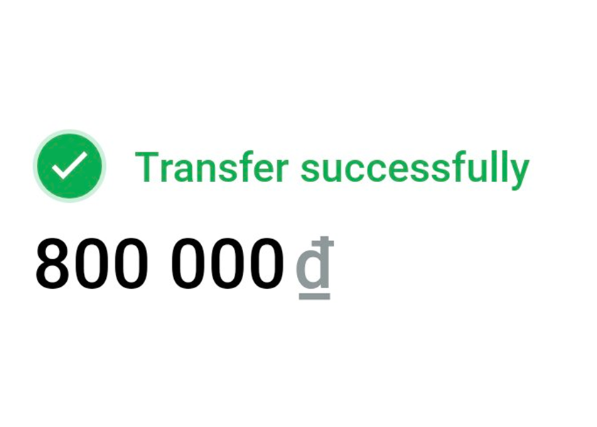 VPBank 页面局部：交易成功，800,000 越南盾