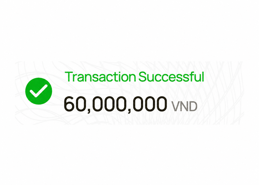 SHB 页面局部：交易成功，60,000,000 越南盾