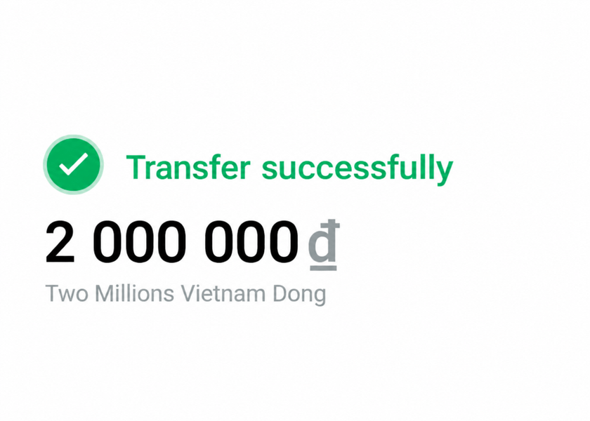 VPBank 页面局部：交易成功，2,000,000 越南盾